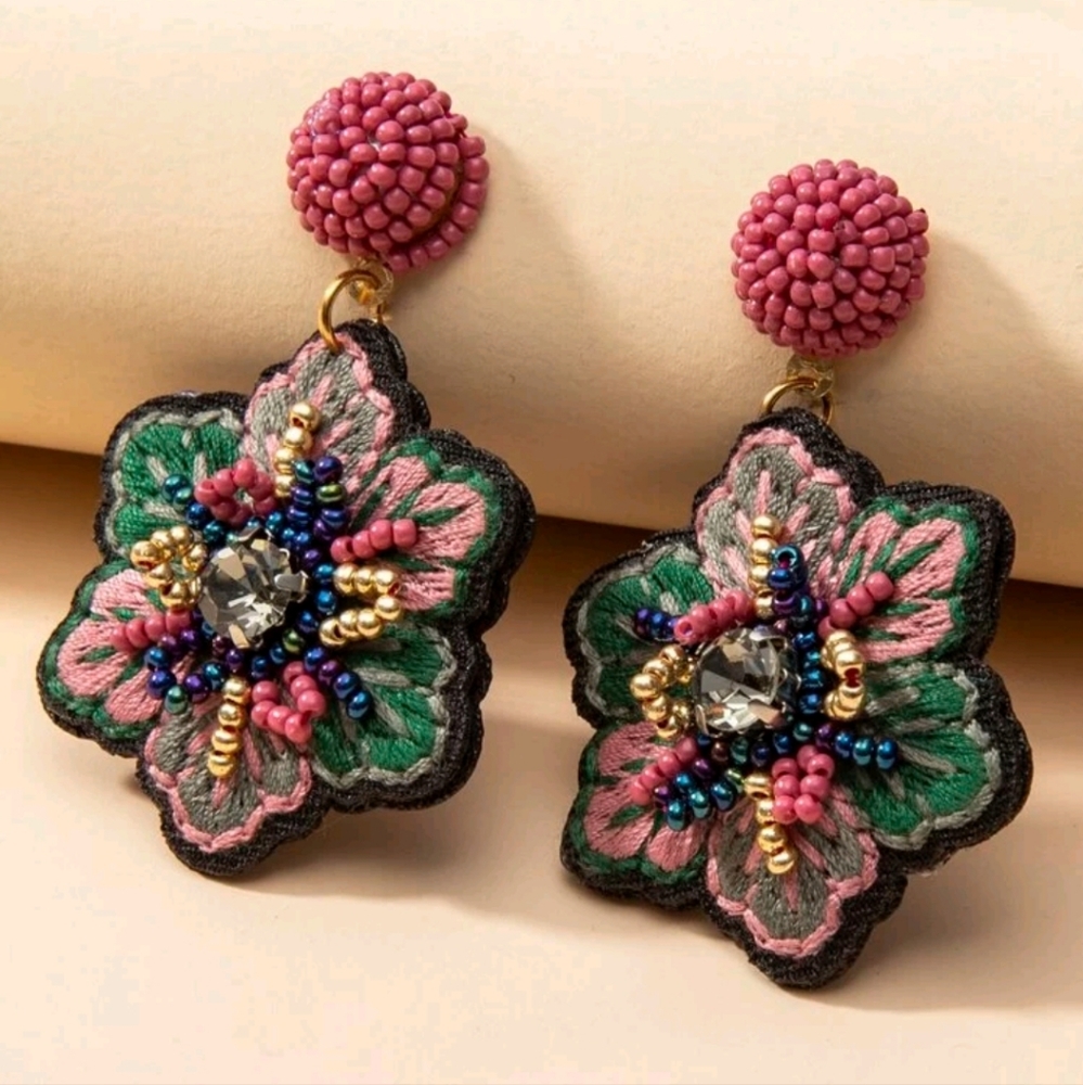 Beaded flower earrings